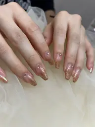 ラメ、カラーグラデーションネイル+付け替えオフ込み(ソフトジェル)