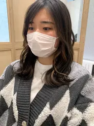 【ブリーチなしで作る🥣】全体カラー＋イヤリングカラー💍✨+艶トリートメント+前髪カット