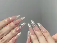 【初回オフ無料ケア込み】♥ミラーフレンチ、ベースあり【すぐ予約OK】厚み出すあり、