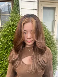 【韓国style menu🦋】レイヤー顔周りカット＋1ブリーチカラー＋カラー