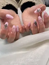 ジェルオフ有🩵フレンチ	(クリアベ一ス)