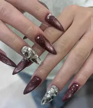 🉐チップ長さだし/マグネット/フラッシュネイル+2個パーツ無料/2本埋め尽くし