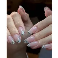 【ハンド】instagramで話題の♪きらきらガラスフレンチ♪¥6980 初回ジェルオフ無料