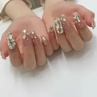 アートデザイン(9900〜12100円)複雑な手描きアート5本〜8本/韓国やワンホンのビジュー盛り/