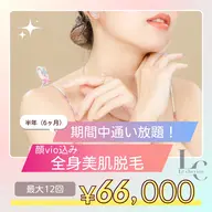 全身脱毛半年通い放題66000円【顔、vio込み】（最大月に2回）顔or VIO 59400円