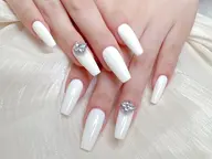 限定🎀【ハンド】10本チップワンカラー/フラッシュネイル/パーツ2個付き