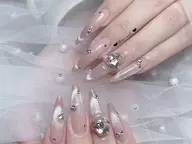 🎀チップ長さ出し★ワンホンネイル➕10個ストーンor2個パーツ