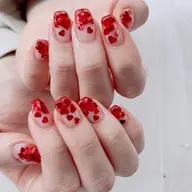 ハートホロ❤️埋めつくしネイル¥7700フット変更¥660