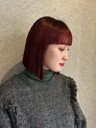 カット+ブリーチなし暖色系ダブルカラー+トリートメント