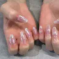 ハンド👐(オフ/ケア込)うるうるミラーネイル【ベースカラーなし❌】💗🫧🎀