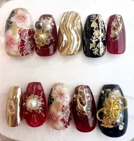 HAND【オフなし】100分フリデザイン【3Dアート4本】（振袖/ガーリー/ツイード/リング/キルティング/お正月)