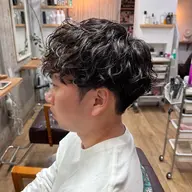 【モデル】ミニモ学割U24メンズカット+パーマ(シャドウ、波巻き)