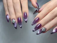 💅人気NO.2チップ長さだし💅マグネットフレンチ+10個ストーンor2個大きいパーツ9500