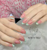 【チップ長さだし】カラーフレンチ+ストーン¥6,980