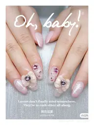 【チップ長さ出し】ワンカラー＋パーツ つけ放題（10本）💎「ミニモ学割」