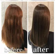 縮毛矯正+髪質改善トリートメント+カット+染め