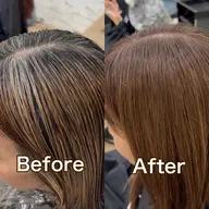 脱白髪染め👩🦳白髪忘れカラー+カット+内部補修トリートメント🌈