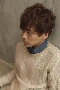 メンズ束感カット & オーガニックカラー & 束感パーマ&スタイリング