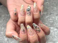 【シンプル60〜90分アート】オフィス女子/韓国シンプル系◎2本ほどポイントアートやストーンを散りばめたり◎