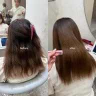 【☔️髪質改善🌧】ケアストレートで湿気に打ち勝つ✊🏻髪質改善🪄︎︎縮毛矯正🩶カット・1stepTR付き🪞
