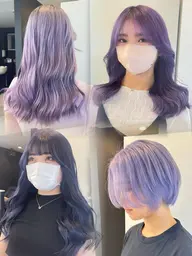 リタッチブリーチ(2cmまで)➕ワンカラー➕トリートメント💜ケアブリーチ追加可/ダブルカラー韓国ヘア派手髪個性派