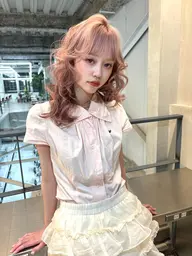 【U24】似合わせ顔周りレイヤーカット+ケアブリーチカラー+トリートメント