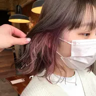 イヤリングカラー+全体カラー+バイカルテクイックトリートメント🌿