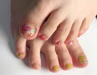 みかんサービス💖フットジェルネイル 手描きアートし放題🍏他店オフ、ケア込み