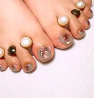 フットデザインコース【デザイン10本まで】マグネットやミラーネイルなど使い放題♡フットバス込