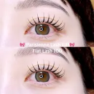 《パリエク》まつげパーマ＋フラットラッシュ100本｜ワンホン・韓国・束感｜本数の増加◎LED変更可◎