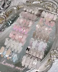 ジェルスカルプ長さだし10本✨ガーリー🤍きらきらプレミアム定額ネイル