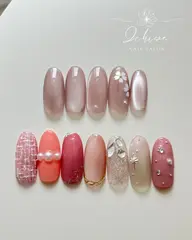 4月の定額デザイン 春のシンプル上品ネイル アート一本ずつ付き