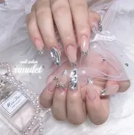 🎀ミニモ限定🤍キラキラガラスフレンチ(オフ込み、パーツ別途)(他店オフ+¥1000)