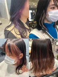 🌈セクションカラー🌈全体カラー+潤いケアトリートメント+インナーブリーチ 8800円〜10000円*耳前、襟足etc