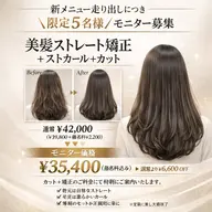 【新薬剤モニター募集】カット➕ストカール:乾かしたのみでまとまる美髪へ。アシスタントの練習モデルではありません！平日のみ