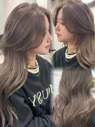 【🖤🎀平日限定🎀🖤】盛れる顔まわり、前髪カット+艶カラー⟡.·*.透明感重視︎💕︎︎ワンカラーメニューです♡