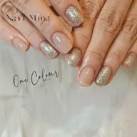 ハンドワンカラー（2色OK）🌟パーツ2本付き【初回&自店オフ無料】パラジェル変更可能💎オフあり　シンプル&オフィス