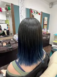 カット、毛先ダブルカラー、全体カラー