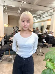 minimo限定❗️🟡ダブルカラー🟡似合わせカット&ケアブリーチ&全体カラー& 2stepTR