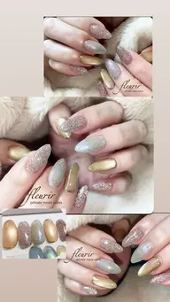 大人清楚な落ち着いたキラキラ【ドンペリ🥂:オフ別途追加】ピンクフラッシュラメ、偏光ラメ、シャンパンゴールドマグネット