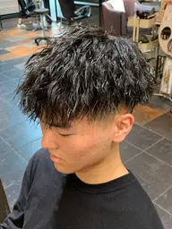 メンズ束感カット&こだわりパーマ&眉カット