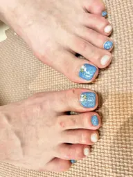 🐾フット🐾【ワンカラーorラメグラ+親指アート】✨カラー選択可能✨ソフトジェルオフ無料