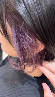 【 耳にかけた時に見える高発色カラー🌈 】カット+イヤリングブリーチ+イルミナカラートリートメント