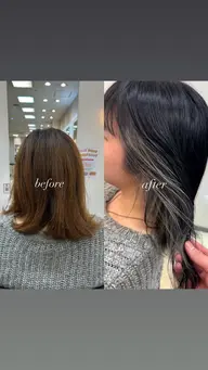 ⚫️インナーカラブリーチ+オンカラー+ケラスターゼトリートメント付き‼️