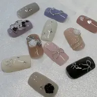 ワンポイントコース🩶オフ込み ワンカラーに片手1本ずつアート