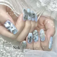 オフなし長さだし10本パーツ乗せ放題🌹ワンカラーベース🩷(3d.痛ネイル別途)