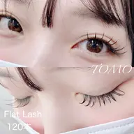 【潤いまつげ(保湿ケア付🫧)】フラットラッシュ120本＋オフ🎀立ち上げカール(LC.LD)選択可能⭐️