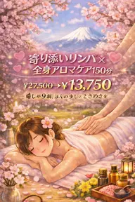 【3月限定】💖寄り添いリンパ×全身アロマケア💖150分¥27,500→¥13,750