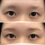 《平日限定セットメニュー》まつ毛パーマ(上)＋眉毛スタイリング👑🤍平日のセットメニューとてもお得です✨