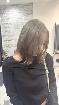 人気!外国人風カラー】デザインプレックス艶カラー+カット+炭酸泉付